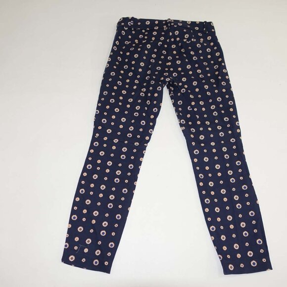 J. Crew Women's Minnie Side Zip Cropped Pants Size 0 Navy Blue 24" Inseam Cotton - Picture 4 of 5